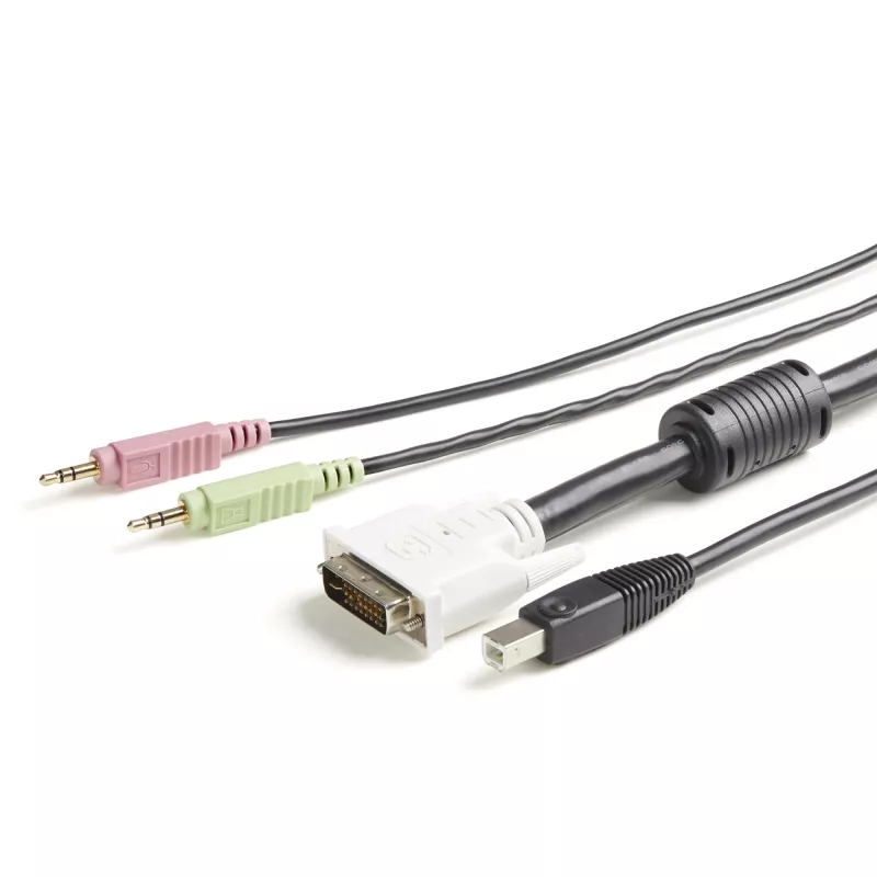 StarTech.com cable KVM USB DVI 4 en 1 de 1,8 m con audio y micrófono