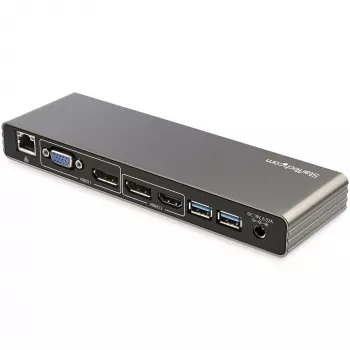 StarTech.com dock Thunderbolt 3 – estación de acoplamiento TB3 para portátil con monitor Dual-4K-60-Hz con DisplayPort, HDMI y VGA 1080p – 85 W Power Delivery y potencia de carga – 2x USB-A, Ethernet – Mac y Windows