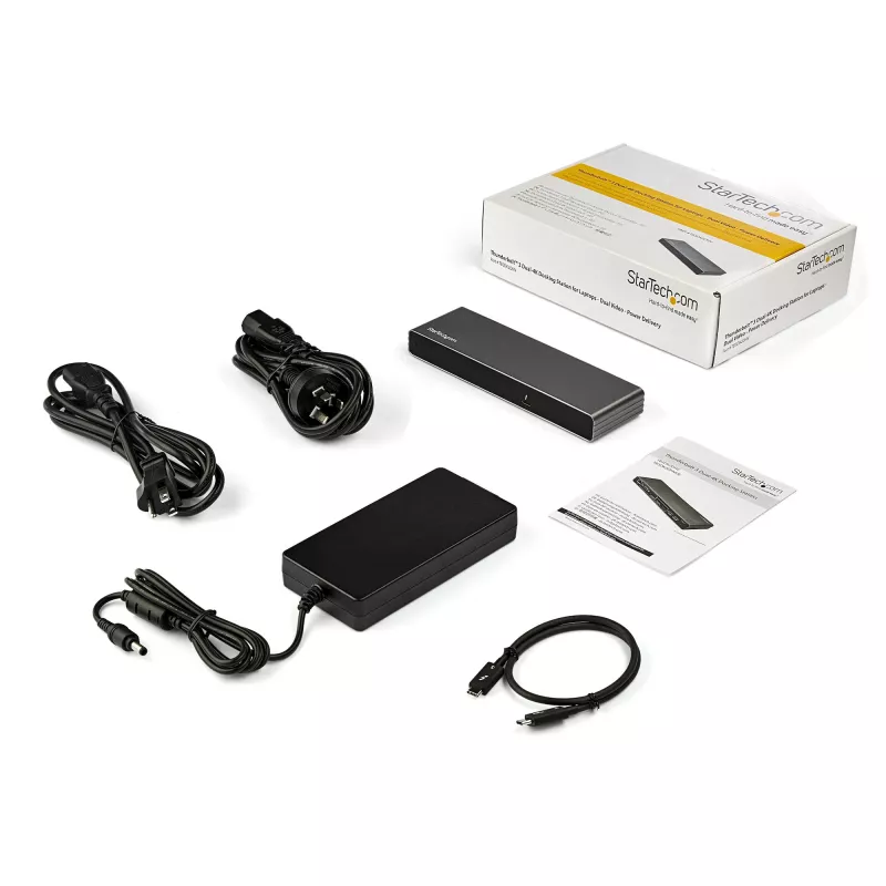StarTech.com dock Thunderbolt 3 – estación de acoplamiento TB3 para portátil con monitor Dual-4K-60-Hz con DisplayPort, HDMI y VGA 1080p – 85 W Power Delivery y potencia de carga – 2x USB-A, Ethernet – Mac y Windows
