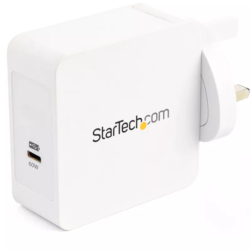 StarTech.com cargador de pared USB-C - cargador para portátil USB-C 60 W PD - cable de 6 pies/2 m - fuente de alimentación Type-C universal compacta - Dell XPS/Lenovo X1 Carbon/HP EliteBook/MacBook - certificado USB-IF/CE