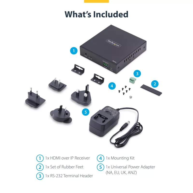 StarTech.com receptor HDMI sobre red IP para la serie de productos IH2006, 4K 60Hz, sin controladores, AVoIP, incl. kit de montaje, solo receptor