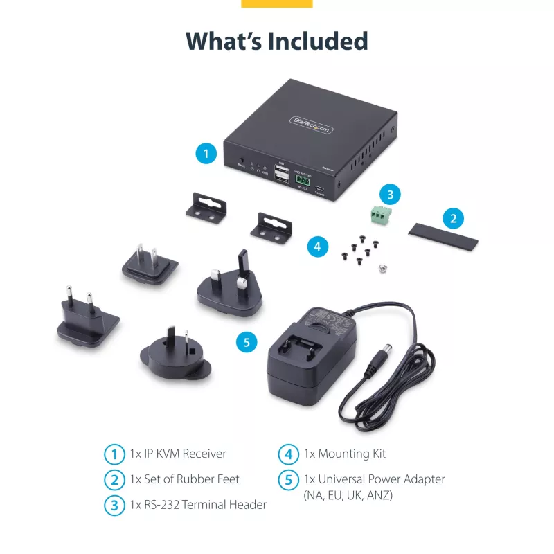 StarTech.com receptor KVM HDMI sobre red IP para la serie de productos IH2006, 4K 60Hz, sin controladores, AVoIP, incluye kit de montaje, solo receptor