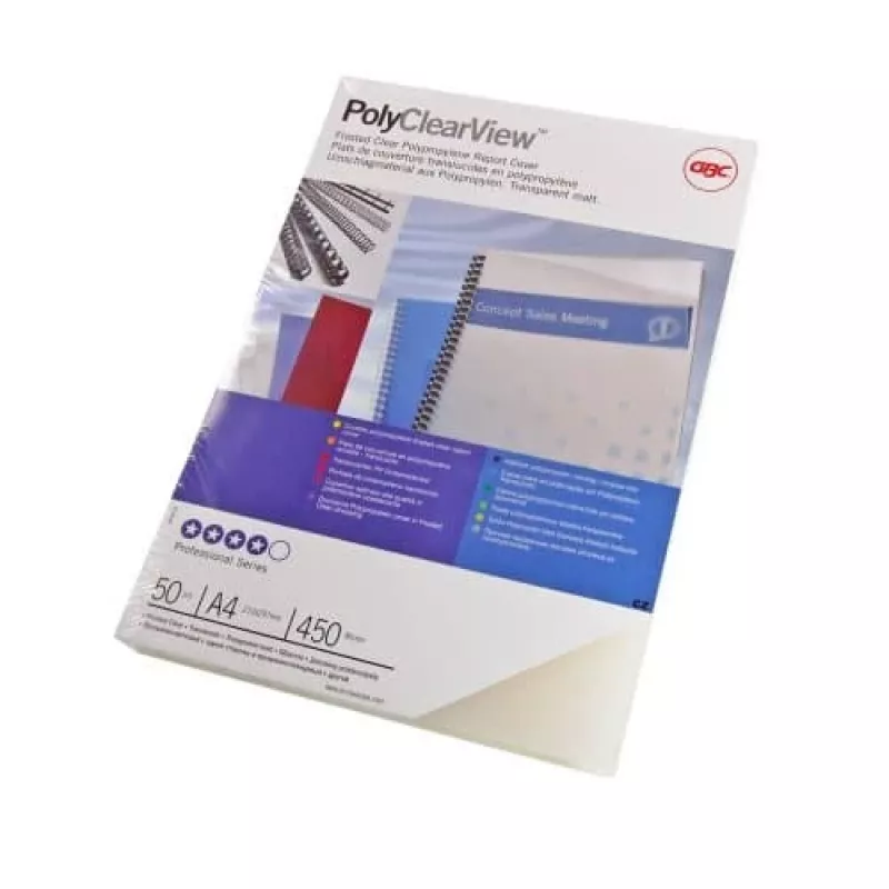GBC funda de encuadernación Poly Clear View A4 300 micras satinado, A4, policloruro de vinilo (PVC), transparente, mate, 0,3 mm, 100 unidades