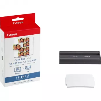 Canon Hojas de etiquetas para Selphy serie CP, blanco, 18 uds., KC18IL, para impresora de sublimación de color, 22 x 17,3 mm