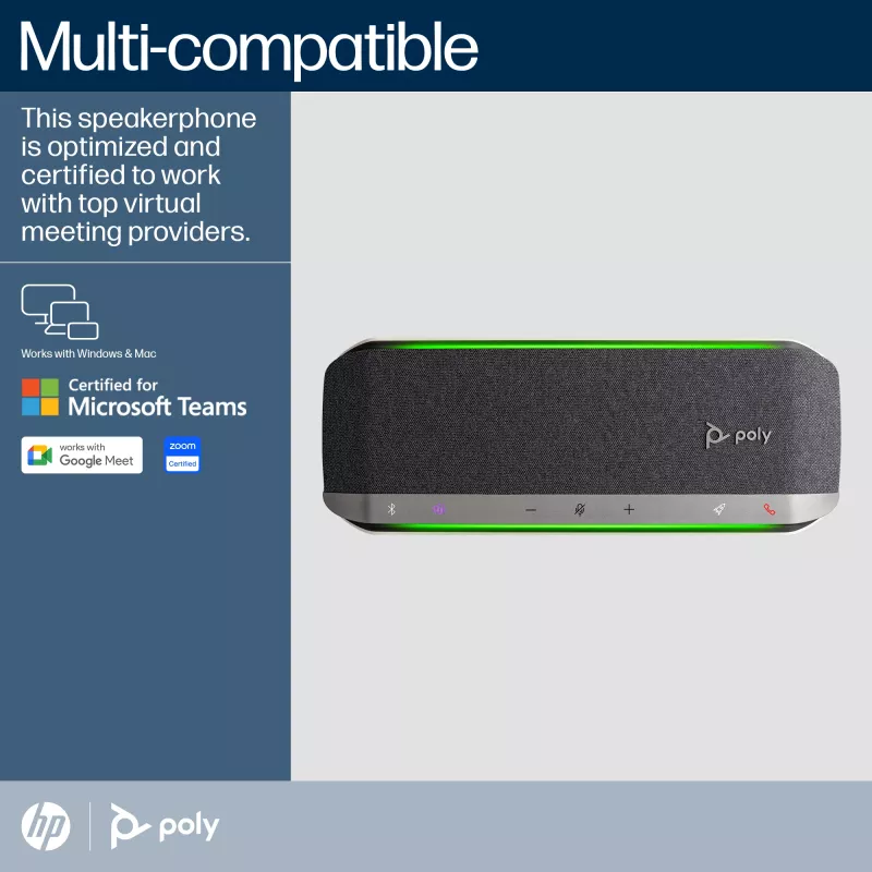 Altavoz de conferencia HP Poly Sync 40+ certificado para Microsoft Teams USB-A USB-C + adaptador BT700 USB-A