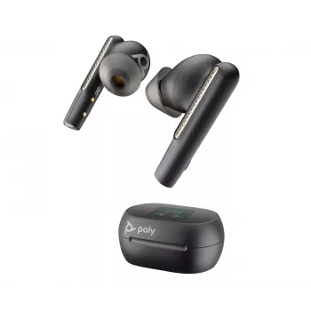 Auriculares inalámbricos HP Poly Voyager Free 60+ UC Carbon negro + adaptador BT700 USB-C + estuche de carga con pantalla táctil