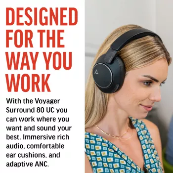 Auriculares HP Poly Voyager Surround 80 UC USB-C + adaptador USB-C/A