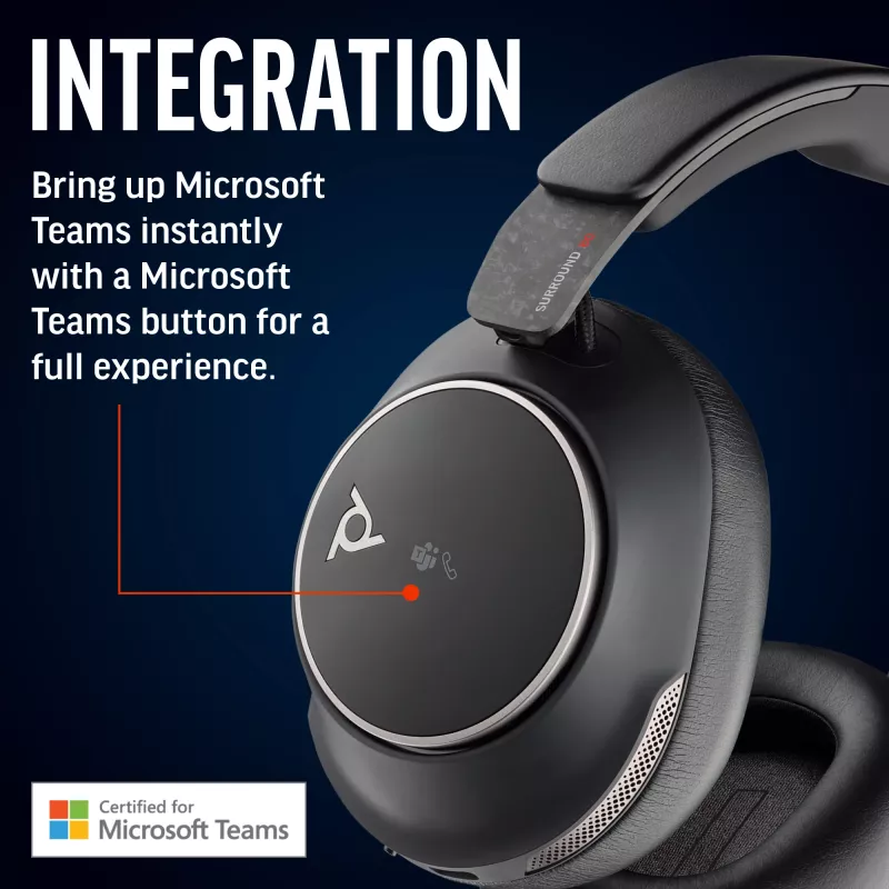 Auriculares HP Poly Voyager Surround 80 UC USB-C + adaptador USB-C/A