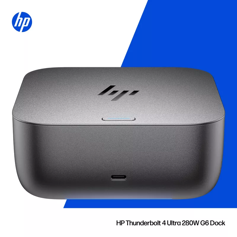 HP Thunderbolt 4 Ultra 280W G6 dock, con cable, Thunderbolt 4, 280 W, 10,100,1000,2500 Mbit/s, gris, 8K Ultra HD