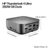 HP Thunderbolt 4 Ultra 280W G6 dock, con cable, Thunderbolt 4, 280 W, 10,100,1000,2500 Mbit/s, gris, 8K Ultra HD