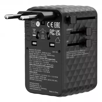 Verbatim Charge 'n' Travel 170W adaptador de viaje universal Negro