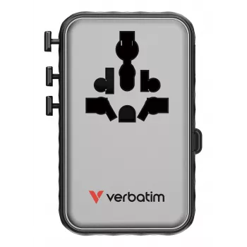 Verbatim Charge 'n' Travel 100W adaptador de viaje universal con cable retráctil Negro