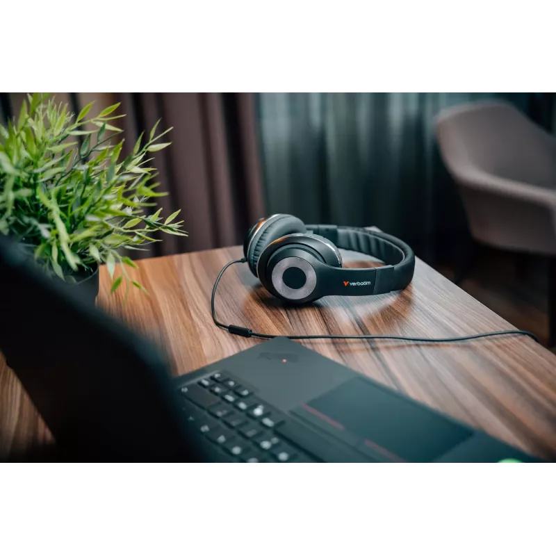 Verbatim TruSound auriculares USB-C, con cable, música/uso diario, 20 - 20000 Hz, 200,9 g, auriculares, Negro