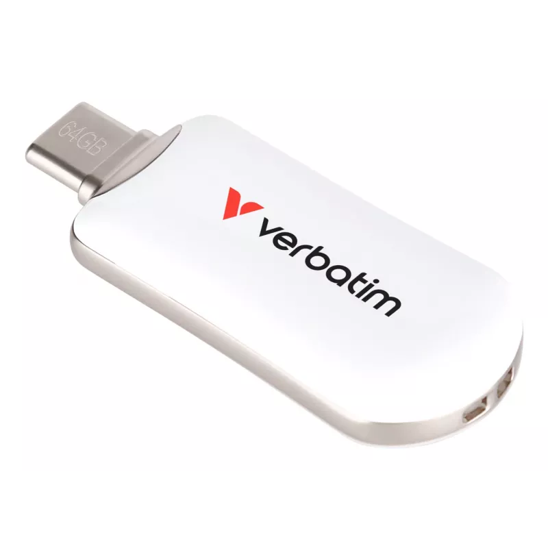 Verbatim Plectra memoria flash USB-C Blanca 64 GB, 64 GB, USB Type-C, 3.2 Gen 1 (3.1 Gen 1), 100 MB/s, sin tapa, blanco