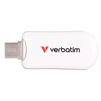 Verbatim Plectra memoria flash USB-C Blanca 128 GB, 128 GB, USB Type-C, 3.2 Gen 1 (3.1 Gen 1), 100 MB/s, sin tapa, Blanco