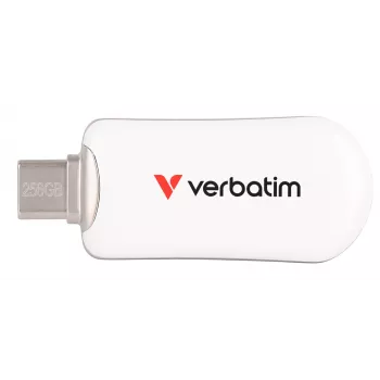 Verbatim Plectra USB-C Flash Drive blanco 256GB, 256 GB, USB Type-C, 3.2 Gen 1 (3.1 Gen 1), 100 MB/s, sin tapa, blanco