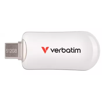 Memoria USB-C Verbatim Plectra blanca 512GB, 512 GB, USB Type-C, 3.2 Gen 1 (3.1 Gen 1), 100 MB/s, sin tapa, blanca