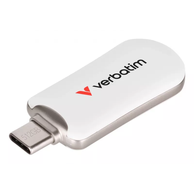 Memoria USB-C Verbatim Plectra blanca 512GB, 512 GB, USB Type-C, 3.2 Gen 1 (3.1 Gen 1), 100 MB/s, sin tapa, blanca