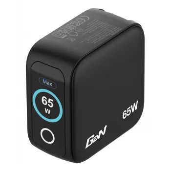 Cargador Verbatim Mini GaN 65W con indicador, interior, AC, 20 V, negro