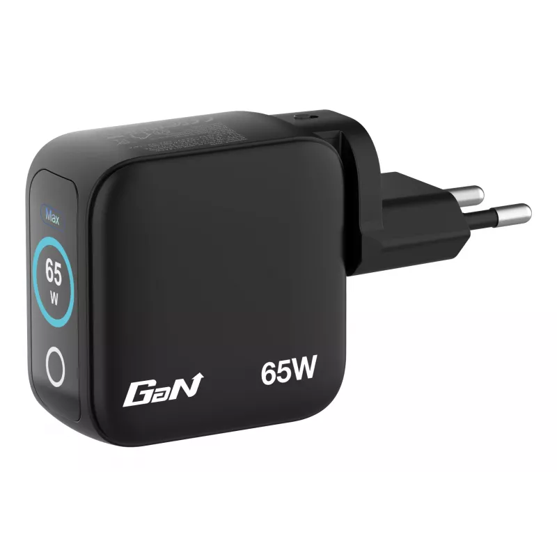Cargador Verbatim Mini GaN 65W con indicador, interior, AC, 20 V, negro