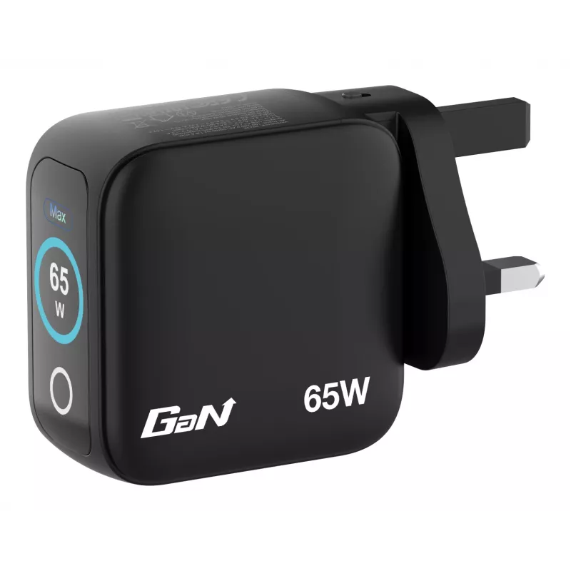 Cargador Verbatim Mini GaN 65W con indicador, interior, AC, 20 V, negro