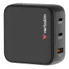 Cargador Verbatim Mini GaN 100W con pantalla, interior, AC, 20 V, negro