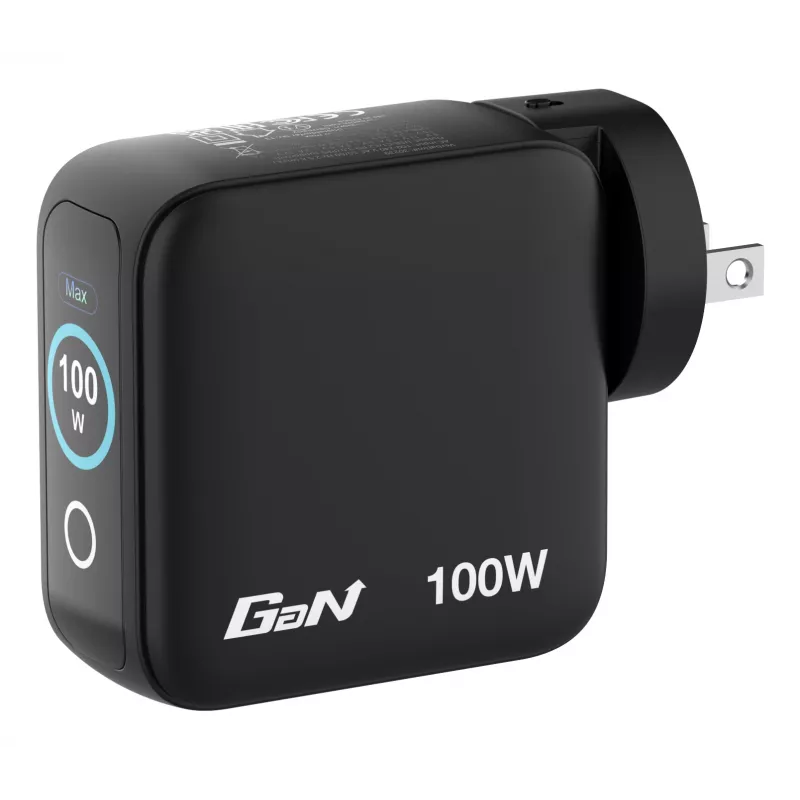 Cargador Verbatim Mini GaN 100W con pantalla, interior, AC, 20 V, negro