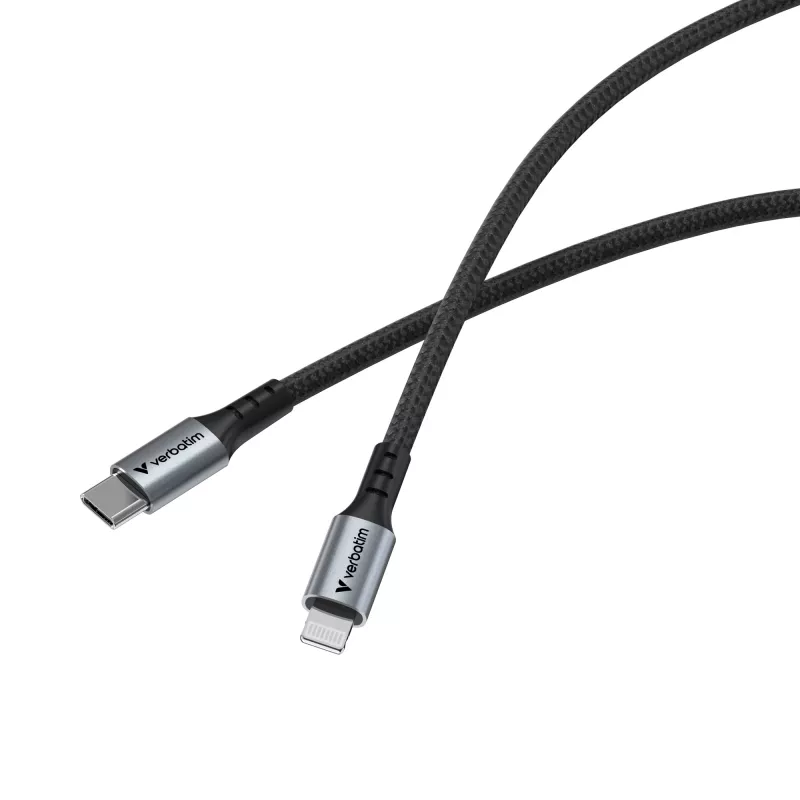 Verbatim Sync & Charge Cable USB-C a Lightning 120 cm, 1,2 m, Lightning, USB C, conector macho, conector macho, negro