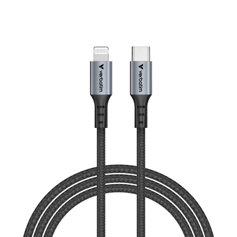 Verbatim Sync & Charge Cable USB-C a Lightning 120 cm, 1,2 m, Lightning, USB C, conector macho, conector macho, negro