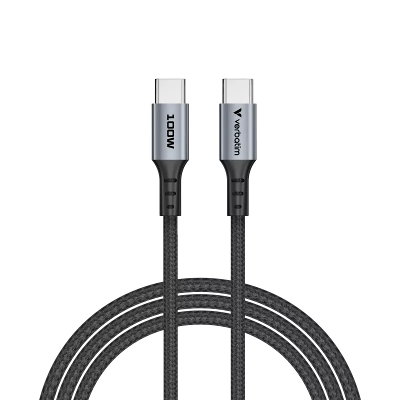 Verbatim Sync & Charge Cable – 100W USB-C a USB-C 120 cm, 1,2 m, USB C, USB C, USB 2.0, 0,48 Gbit/s, negro