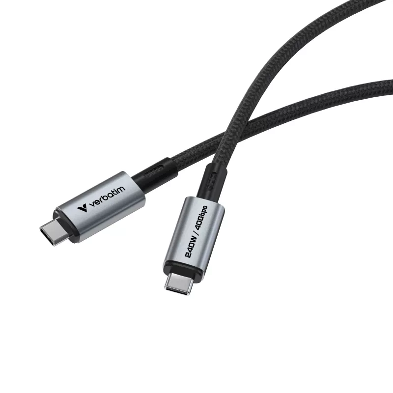 Verbatim Sync & Charge USB C a USB C 240W 40 Gbit/s 120 cm, 1,2 m, USB C, USB C, USB4 Gen 2x2, 40 Gbit/s, negro