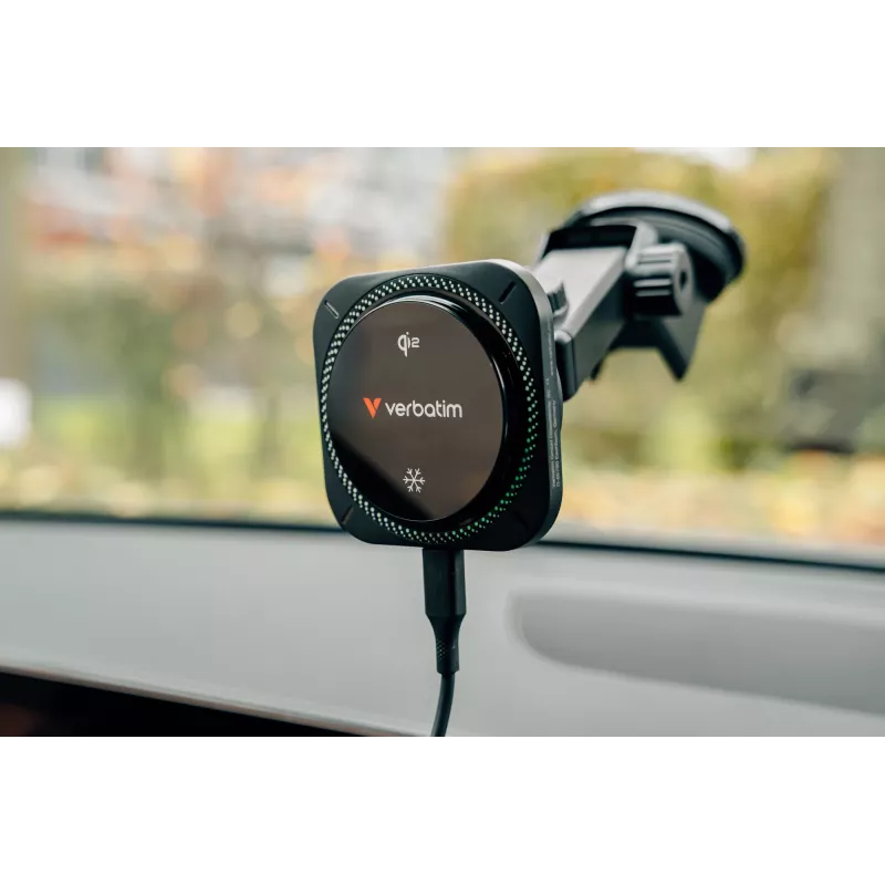 Verbatim Charge 'n' Drive Qi2 cargador inalámbrico magnético para coche RGB