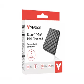 Verbatim Store 'n' Go Mini Diamond USB-C 2TB negro, 2 TB, USB Type-C, 3.2 Gen 2 (3.1 Gen 2), 1000 MB/s, negro
