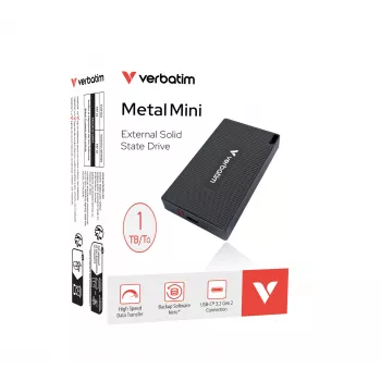 Verbatim Metal Mini SSD USB-C 3.2 Gen 2 1 TB, 1 TB, USB Type-C, USB 3.2 Gen 2x2, 2000 MB/s, 10 Gbit/s, gris