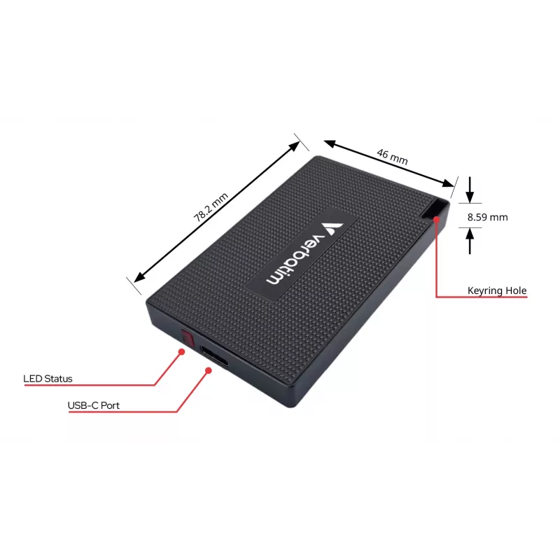 Verbatim Metal Mini SSD USB-C 3.2 Gen 2 1 TB, 1 TB, USB Type-C, USB 3.2 Gen 2x2, 2000 MB/s, 10 Gbit/s, gris