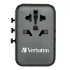 Verbatim UTA-05 adaptador de viaje universal 65W GaN III con 2 x USB-C PD y QC 4+ y 2 x conectores USB-A