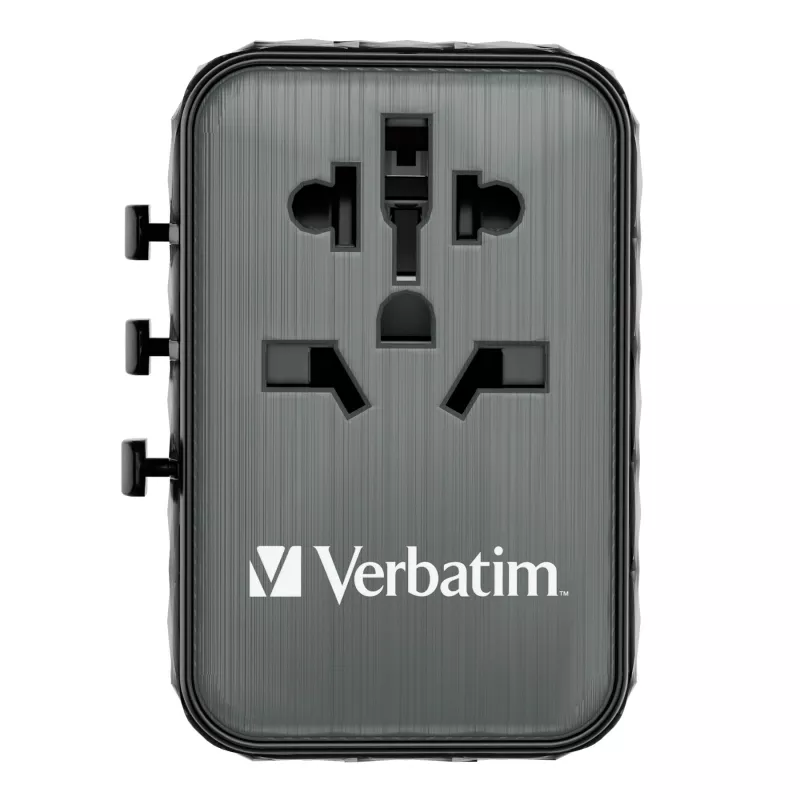 Verbatim UTA-05 adaptador de viaje universal 65W GaN III con 2 x USB-C PD y QC 4+ y 2 x conectores USB-A