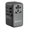 Verbatim UTA-06 adaptador de viaje universal 100W GaN III con 2 x USB-C PD y QC 4+ y 2 x conectores USB-A QC 3.0
