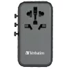 Verbatim UTA-06 adaptador de viaje universal 100W GaN III con 2 x USB-C PD y QC 4+ y 2 x conectores USB-A QC 3.0