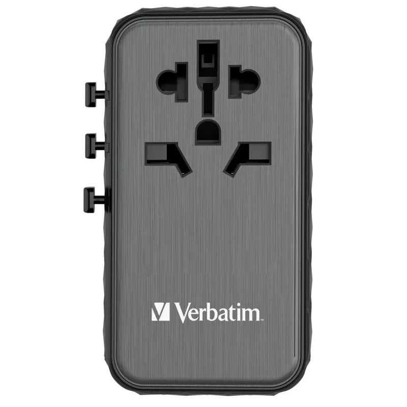 Verbatim UTA-06 adaptador de viaje universal 100W GaN III con 2 x USB-C PD y QC 4+ y 2 x conectores USB-A QC 3.0