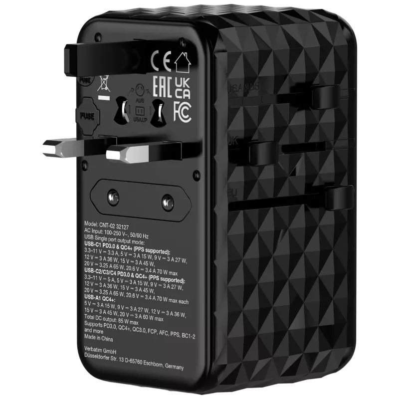 Verbatim Charge 'n' Travel Diamond 85W Cable retráctil CNT-02