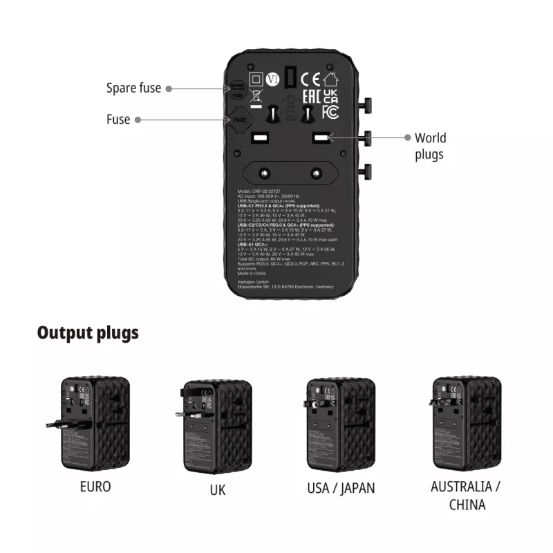 Verbatim Charge 'n' Travel Diamond 85W Cable retráctil CNT-02