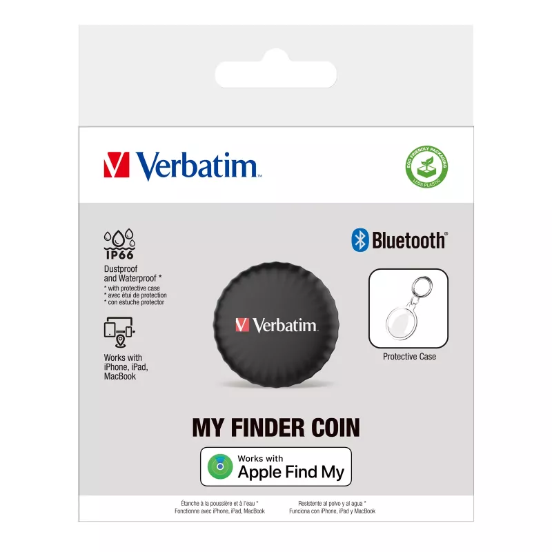 Verbatim My Finder Coin, personal, localizador, negro, resistente al polvo, resistente al agua, IP66, CR2032
