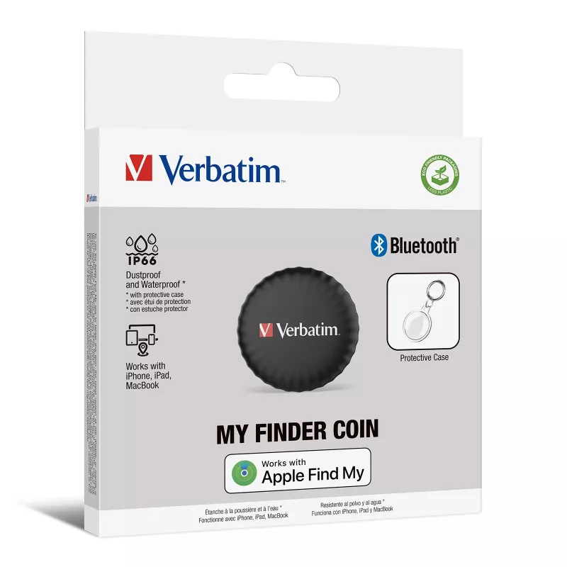 Verbatim My Finder Coin, personal, localizador, negro, resistente al polvo, resistente al agua, IP66, CR2032
