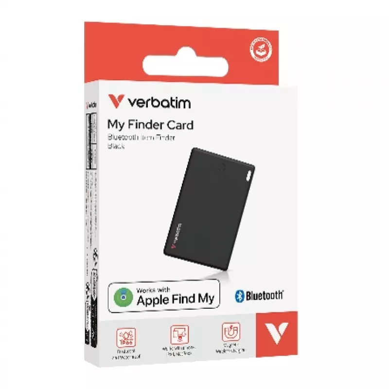 Verbatim My Finder Card localizador Bluetooth 1 unidad negro, personal, localizador, negro, resistente al polvo, resistente al agua, IP66, 1440 h