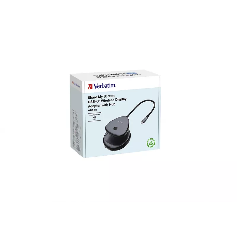 Verbatim Share My Screen adaptador de pantalla inalámbrica USB-C 4K con hub WDA-02