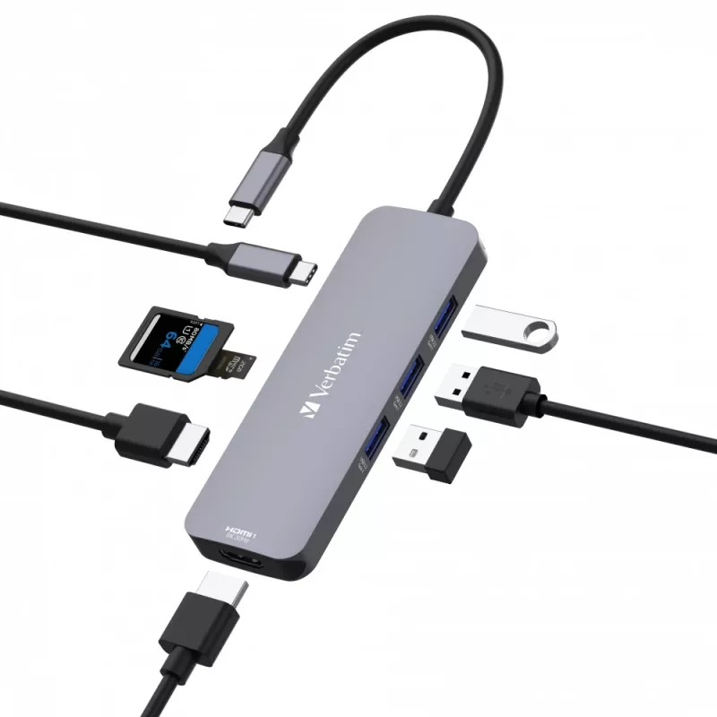 Verbatim CMH-08 USB Type-C 5000 Mbit/s plata