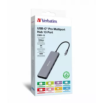 Verbatim CMH-13 USB Type-C hub 10000 Mbit/s plata