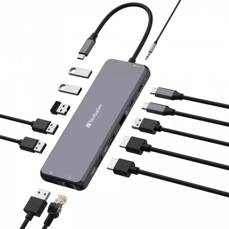 Verbatim CMH-13 USB Type-C hub 10000 Mbit/s plata