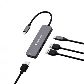 Verbatim USB-C Essentials hub multipuerto 4 puertos: HDMI, USB-C PD, USB-A 3.2 Gen 1, USB-A
